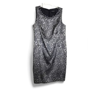 Lane Bryant Women's Sleeveless Silver & Black Lace Shift Dress Plus Size 16
